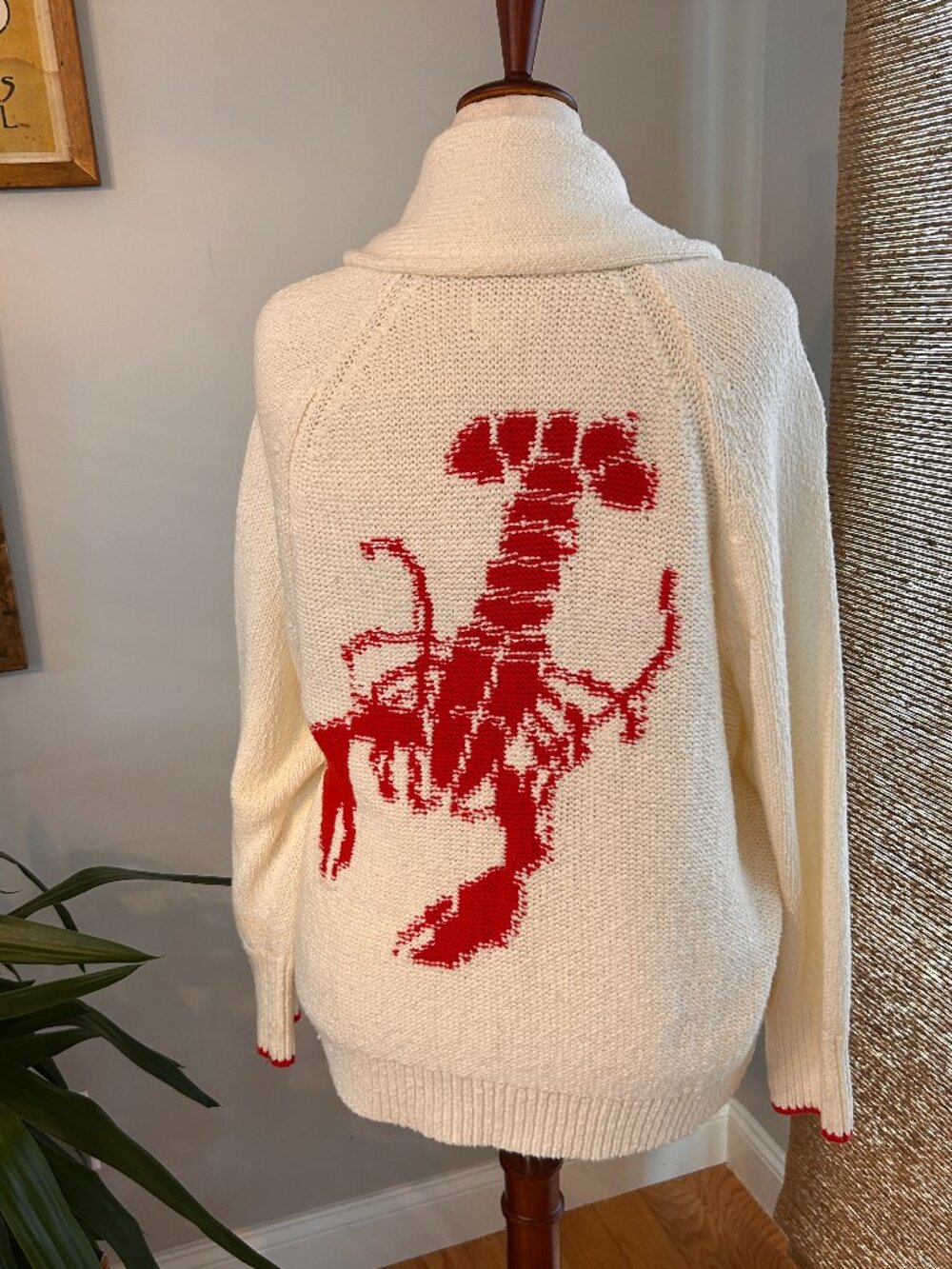 Maeve x Anthropologie Cream Lobster Knit Cardigan - Size 1X - Very gently worn